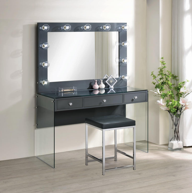 High Gloss Gray Vanity Set