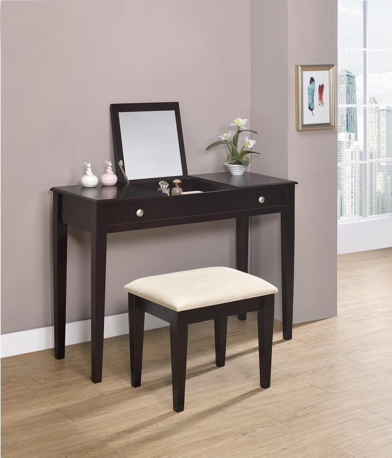 Mirror Espresso Vanity Set